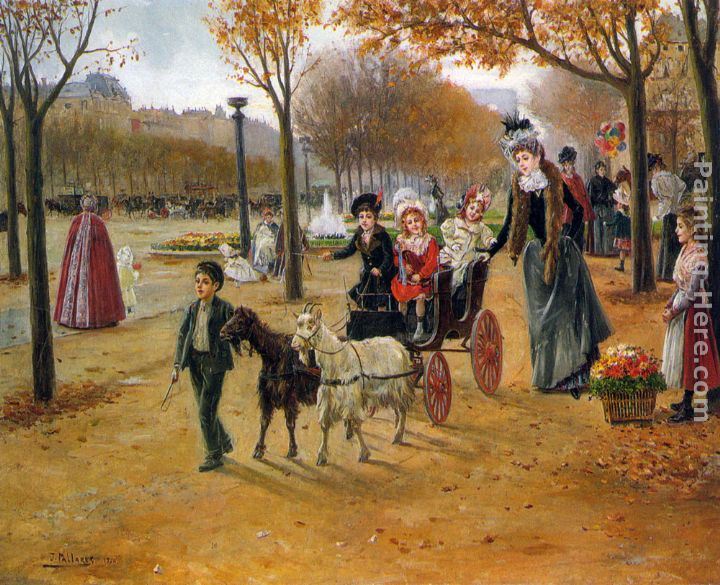 Joaquin Pallares Y Allustante La promenade au Champs Elysees